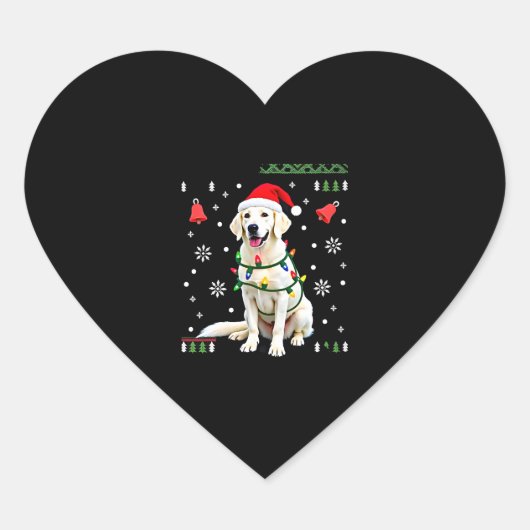 Sticker Cœur White Boxer Dog Ugly Christmas Sweater Funny Xmas (Devant)