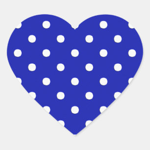 Sticker Cœur white polka dots on blue