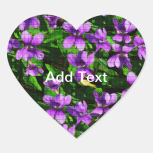 Sticker Cœur WI State Flower Wood Violet Mosaic