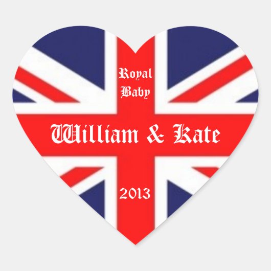 Sticker Cœur William & Kate/Royal Baby-Union Jack (Devant)
