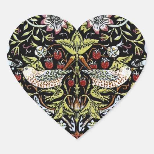 Sticker Cœur William Morris oiseaux et fleurs 2 (Devant)