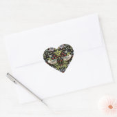 Sticker Cœur William Morris oiseaux et fleurs 2 (Enveloppe)