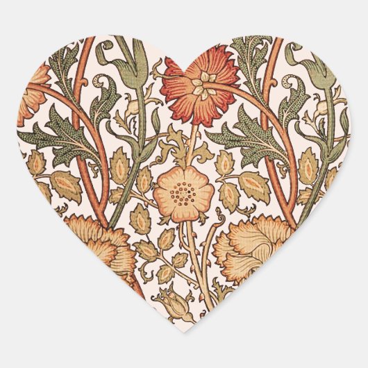 Sticker Cœur William Morris Rose Flower Fond d'écran Motif (Devant)