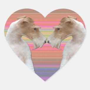 Sticker Cœur Wire Fox Terrier en amour