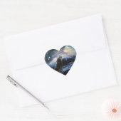 Sticker Cœur Wolf hurle sur la lune (Enveloppe)