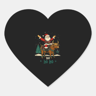 Sticker Cœur Womens Xmas Tree Lighting Santa Riding Highland Co