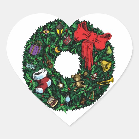 Sticker Cœur Wreath de Noël (Devant)