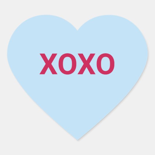 Sticker Cœur XOXO bleu mignon plaisir Valentine's Day conversat (Devant)