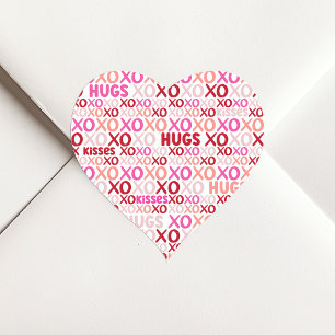Sticker Cœur XOXO Embrasse et embrasse la fête rose et rouge de