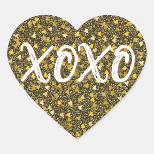 Sticker Cœur XOXO Golden Hearts Confetti Parties scintillant