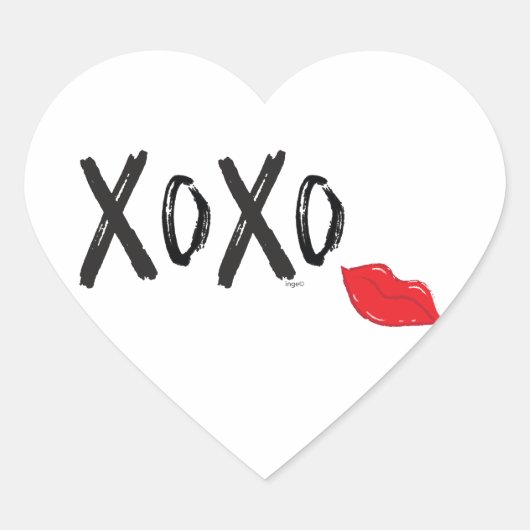 Sticker Cœur XoXo-Hugs-Kisses-with-Red-Lips (Devant)