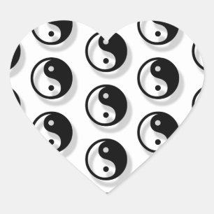 Sticker Cœur Yin Et Yang Motif
