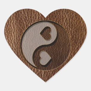 Sticker Cœur Yin Yang Coeur en cuir