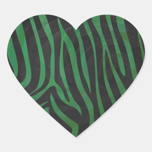 Sticker Cœur Zebra Black et Green Print (Devant)