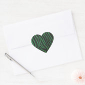 Sticker Cœur Zebra Black et Green Print (Enveloppe)