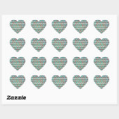 Sticker Cœur Zebra Chevron Impression Brown et Turquoise (Feuille)