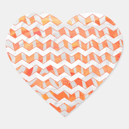 Sticker Cœur Zebra Chevron orange et blanc (Devant)