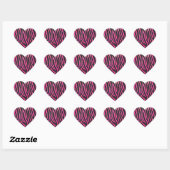 Sticker Cœur Zebra noir et rose chaud (Feuille)