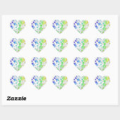 Sticker Cœur Zebra Polka Dot Arc-en-ciel et impression blanche (Feuille)