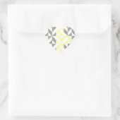Sticker Cœur ZigZag géométrique jaune et argent (Sac)