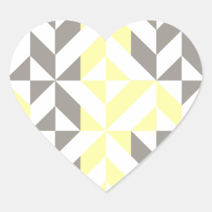 Sticker Cœur ZigZag géométrique jaune et argent