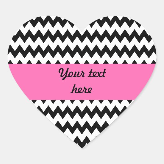 Sticker Cœur Zigzag noir et blanc personnalisé (Devant)