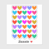 Sticker Coeurs arc-en-ciel (Feuille)