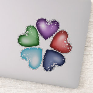 Sticker Coeurs arc-en-ciel. Fleur du coeur
