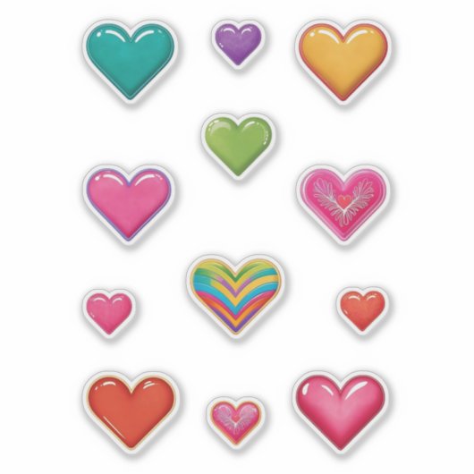 Sticker Coeurs colorés (Devant)