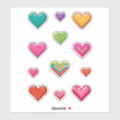 Sticker Coeurs colorés (Feuille)