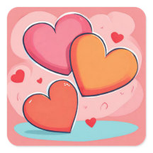 Sticker Coeurs d'Amour du carré Valentine