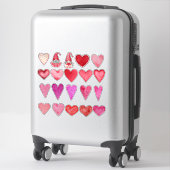 Sticker Coeurs d'aquarelle et deux Gnomes (Sur valise)