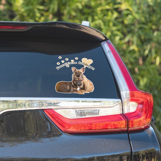 Sticker Cœurs de Bouledogues Français French Bulldog (Côté voiture)