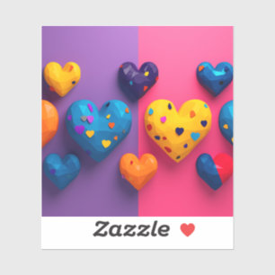 Sticker Coeurs de couleurs vives avec facettes