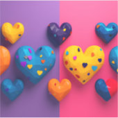 Sticker Coeurs de couleurs vives avec facettes (Devant)