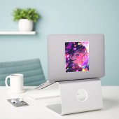 Sticker Coeurs de fille Anime (Ordinateur portable sur le bureau)