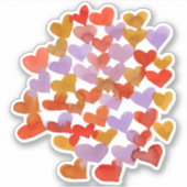 Sticker Coeurs de fusion d'aquarelle - palette rétro (Devant)