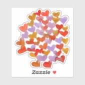 Sticker Coeurs de fusion d'aquarelle - palette rétro (Feuille)