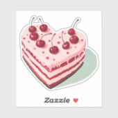 Sticker Cœurs de gâteau cerise rétro rose (Feuille)