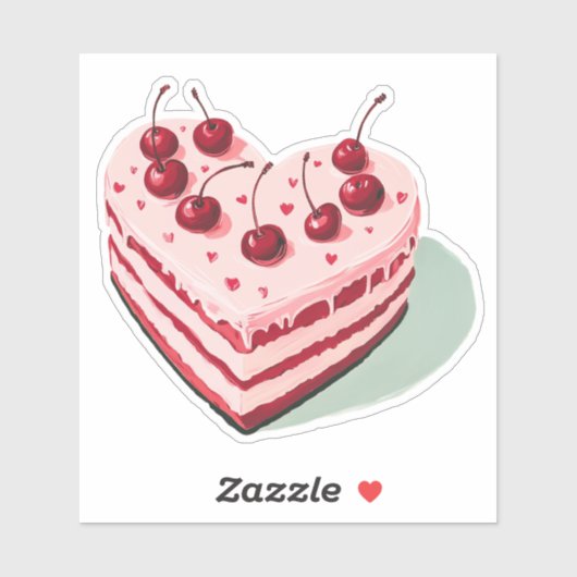 Sticker Cœurs de gâteau de cerise rétro rose (Feuille)