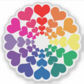 Sticker Cœurs de la Saint-Valentin arc-en-ciel en cercle (Devant)