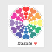 Sticker Cœurs de la Saint-Valentin arc-en-ciel en cercle (Feuille)