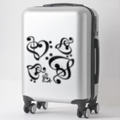 Sticker Coeurs de musique Treble Bass Clef (Sur valise)