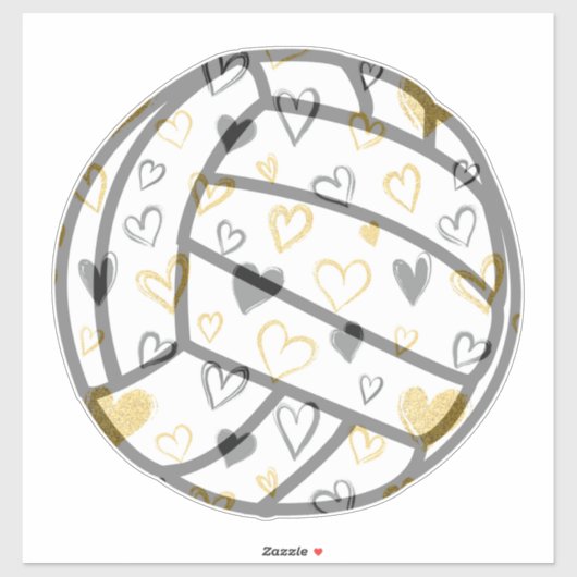 Sticker Coeurs de volleyball Vinyl Decal (Feuille)