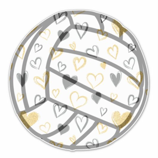 Sticker Coeurs de volleyball Vinyl Decal (Devant)