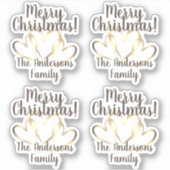 Sticker Coeurs d'or rustique Joyeux Noël personnalisé (Devant)