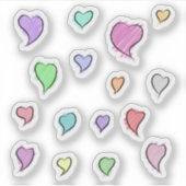 Sticker Coeurs esquissés Petite feuille d'autocollant tran (Devant)