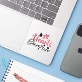 Sticker Coeurs fleurissent à nouveau - Citation Florale In (Ordinateur portable avec iPhone)