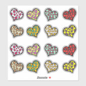 Sticker Coeurs funky (Feuille)