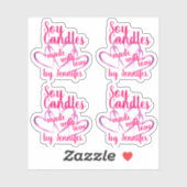 Sticker Coeurs mignons rose pourpre faits avec des bougies (Feuille)